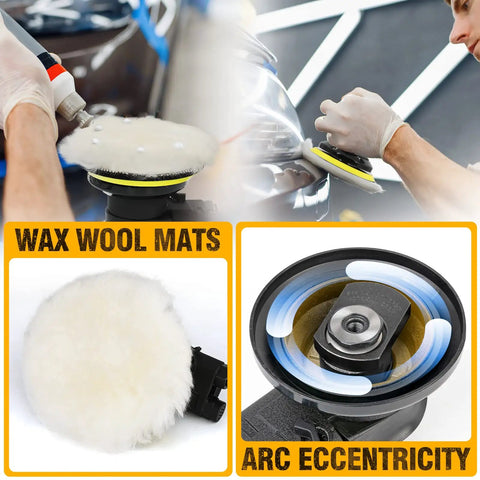 5 Inch Air Random Orbital Sander Dual Action Pneumatic Palm Sander For Wood And Metal Polishing with wax wool mats and arc eccentricity