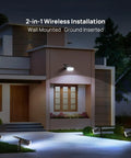 Outdoor Solar Spotlight 16 LEDs IP67 Waterproof Auto On Off Landscape Lights illuminating house facade at night