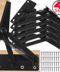 Heavy Duty Spring Hinge Cabinet Door Lift Bracket Hardcore Steel Overhead Drawer Support 4 set with screws for DIY use.