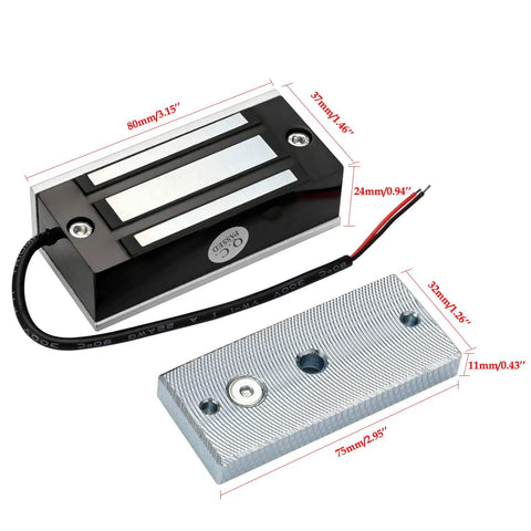 Heavy Duty 130 Lbs Electric Magnetic Lock For Single Door Access Control 12V Fail Safe Stainless Steel Compact Design with dimensions