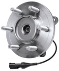 Beefed Up 4WD Front Wheel Bearing Hubs Kit For 2004 2005 2006 2007 2008 Ford F150 2003 2004 2005 2006 Expedition Lincoln Navigator And Mark LT Replacement Wheel Bearing Hubs Assembly showing close-up of a 6-bolt hub with ABS connector.