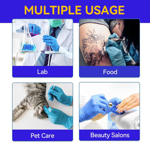 Latex Free Vinyl Exam Gloves 4 Mil Disposable Small Blue Box Of 100 Powder Free For Medical Dental Lab Use, shown in various settings
