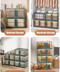 No Fuss Foldable Storage Bins Featuring Secure Snap Lids And Smooth Rolling Wheels in multiple storage setups for bedroom, wardrobe, study, living room.