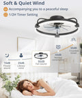 Ceiling Fan With Lights And Remote And App Control 20 Inch Low Profile Flush Mount Fandelier installed in bedroom