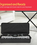 61 Key Keyboard Case Bag For Portable Digital Keyboards Water Resistant on a floor with keyboard inside