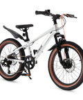 Kids Mountain Bike 20 Inch Aluminum Frame With 7 Speed Gears, Suspension Fork, Front And Rear Disc Brakes, Lightweight Ride
