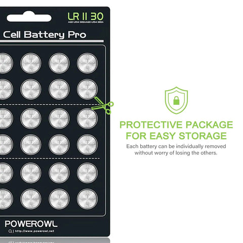 Heavy Duty LR1130 AG10 Button Cell Batteries 30 Pack Solid Alkaline Coin Power Cells For Watches And Toys Legit 1.5V in protective storage tray.