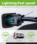 Heavy Duty Nacs To Ccs1 Ev Fast Charging Adapter 500A 1000V Dc Level 3 Converter charging a Tesla at a station.
