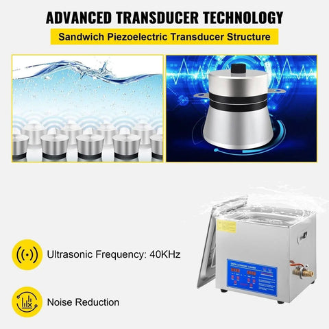 Super Strong 10 Liter Stainless Steel Ultrasonic Cleaner With Digital Timer For Fast Deep Cleaning Of Jewelry Glasses Watches And More 40 Khz Vibration Bath - Advanced transducer technology.