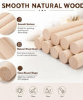 10 Pack Heavy Duty Wood Dowel Rods 1/2 X 12 Inch Solid Hardwood Sticks Hella Smooth Unfinished Craft Poles stacked showcasing smooth surface and round shape.