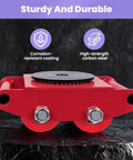 Massive 17636 Lbs Heavy Duty Machinery Mover Skates Set Of 4 Orange high-strength carbon steel skates with black rotating disc.