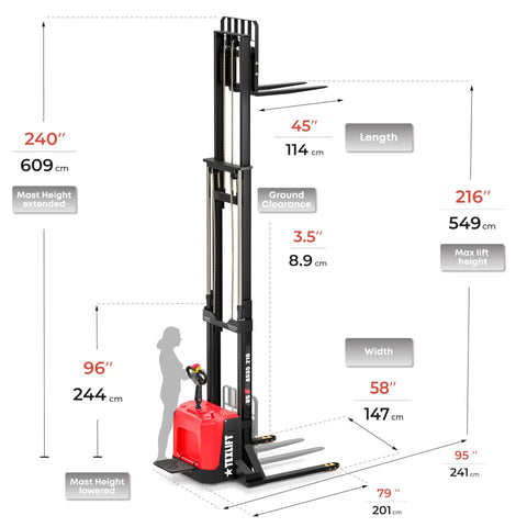 Hardcore Electric Pallet Stacker With Stand 3300 Lb Capacity 216 Inch Lift Height Adjustable Forks Boss Level Warehouse Workhorse For Heavy Duty Freight Grind And Logistics Moves