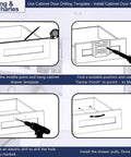 Illustration of Cabinet Hardware Template With Center Punch Kit for marking and drilling holes on drawers and doors.