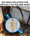Top Shelf 2 Pack 1/4 Inch Flare Nut Kit Solid Copper Pipe Extension Joint Connectors on refrigeration lines.