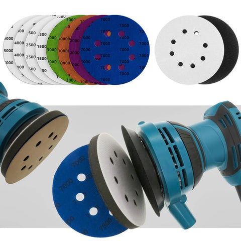 80 Piece 5 Inch 8 Hole Sanding Discs Hook And Loop Set Pro Grade Wet Dry Sandpaper With Grits 1500 Through 10000 And 2 Interface Pads
