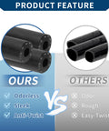 Comparison of black High Temp Silicone Vacuum Hose For Cars And Trucks Heavy Duty Vacuum Line 0.5 Inch ID 3mm Wall Thickness 3.3 Ft Length Black 130 PSI Max Durable Automotive Silicone Tubing and competitor's hose showing features.