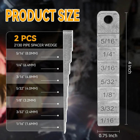 Three Quarter Inch By Four Inch Welding Wedge Set With Seven Level Step Gauge For Precise Pipe Gap Spacing Reproducible Weld Bead Gaps And Tight Tolerances In Pipe Fittings For Pro Welds. 2 pcs stainless steel wedge, 4 inch