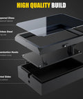 Tough Wall Mount EV Charger Cover For Your Daily Plug In Rig, Heavy Duty Outdoor Shell With Dual Key Combo Lock, Universal Fit For Tesla And Most Charging Stations, Weather Beater Design, Matte Black, showing separated components including tempered glass and stainless steel.
