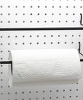 Extendable Pegboard Paper Towel Holder For Standard Pegboard Boss Shop Ready Fits 1/8 And 1/4 Inch Hole Spacing Holds Rolls