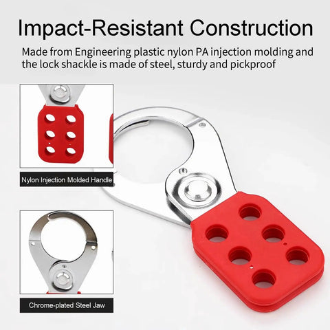 8 Pack Lockout Tagout Hasp Kit With 1.5 Inch Extended Jaw Tamper Proof LOTO Hasps Stainless Steel Impact Resistant Safety