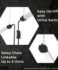 Slim 4Ft LED Shop Light 40W Strip Work Light With Inline Switch Daylight White 5000K for garage with daisy chain feature