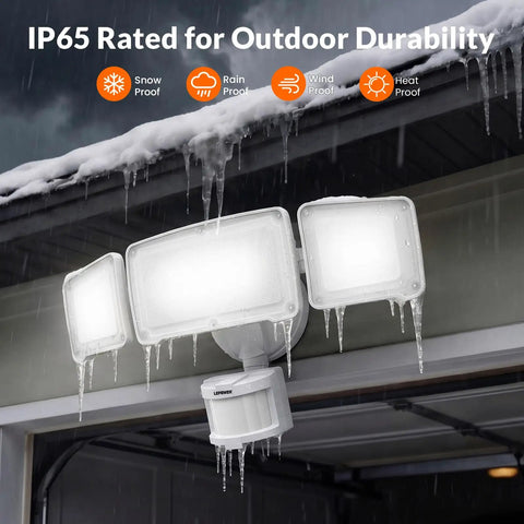 Heavy Duty Led Security Light Motion Sensor Outdoor Floodlight Big Time Brightness 38 Watt 4200 Lumen Rock Solid Weather Resistant Backyard And Driveway Safe Spot Glow