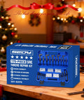 Top Shelf Sae Thread Repair Kit With Hss Drill Bits And Iron Tough Taps Includes Thread Inserts Installation Tools And Break Off Sets For Stripped Threads Hot Rod Builds And Metal Fabrication in blue case on workbench.