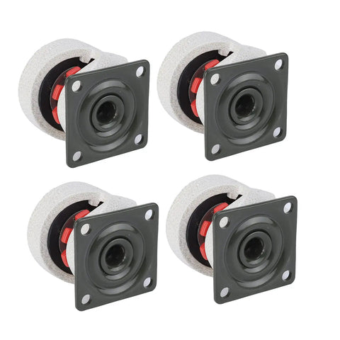 Hella Durable Four Pack Leveling Casters Featuring Retractable Workbench Wheels And Height Adjustable Rubber Feet For Game Changing Garage Setup With 360 Degree Swivel Rotation in close view.