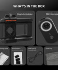 Phone Microscope With 200X Magnification And Built In LED UV Light For iPhone And Android CPL Polarizing Filter Portable Zoom Lens Attachment For Plants Coins Jewelry And Tiny Details On The Go, kit with holder, spacers, cable