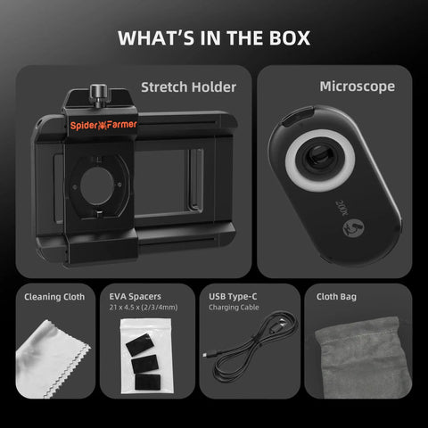 Phone Microscope With 200X Magnification And Built In LED UV Light For iPhone And Android CPL Polarizing Filter Portable Zoom Lens Attachment For Plants Coins Jewelry And Tiny Details On The Go, kit with holder, spacers, cable
