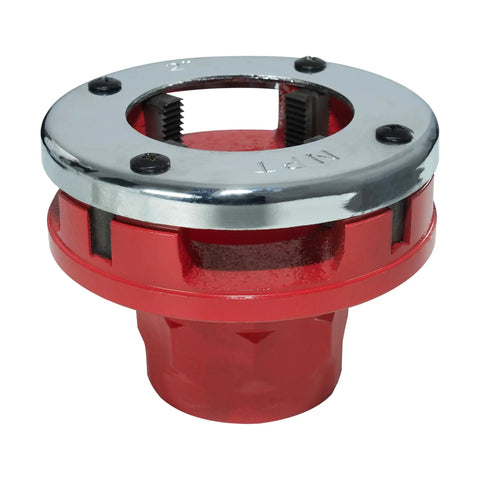 Front view of Replacement Two Inch Die Head For Ratchet Pipe Threader Kits, Pro Grade Beefy Cast Iron Die, Fits Ratchet Systems
