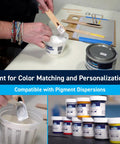 Person mixing Premium Marine Grade Polyester Gelcoat For Fiberglass Repair White Quart with tinting pigments.