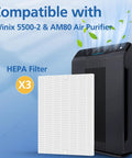 Replacement Filter H For Winix 5500-2 And AM80 Air Purifiers With True HEPA Filtration for dust, pollen, hair, pet dander, smoke
