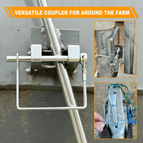 Built Tough Zinc Coated Quarter Inch Trailer Hitch Pin Set Delivers Rock Solid Grip Universal Security For RVs Farm Pull Wagons Heavy Duty Towing And Hunting Gear Sets displayed on a trailer coupler.