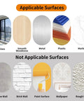 Applicable and not applicable surfaces for Heavy Duty Hook And Loop Tape 20 Pack 1x4 Inch Double Sided Fastener Strips.