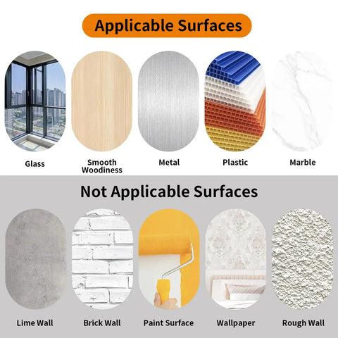 Applicable and not applicable surfaces for Heavy Duty Hook And Loop Tape 20 Pack 1x4 Inch Double Sided Fastener Strips.
