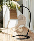 Heavy Duty Hammock Chair Stand 300 Lb Capacity For Indoor Outdoor Use Egg Chair Frame With 360 Degree Rotation on patio