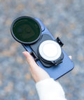 67mm Magnetic Double Sided Phone Lens Filter Adapter Mount With Cold Shoe on iPhone in hand