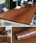 Brown Wood Grain Vinyl Wrap Peel And Stick Contact Paper For Cabinets And Furniture Waterproof Self Adhesive 15.8 By 78.8 Inch on table and roll