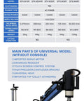 Heavy Duty 1200W Electric Tapping Machine For M6 To M30 Steel And Aluminum Holes Universal 360 Degree Rotating Arm showing control panel and arm.