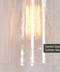 Close-up of a Brentwood Seeded Glass Shades Set showing clear bubble texture with light bulb; Modern Ceiling Lamp Glass Replacement