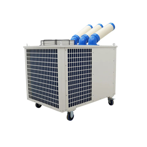 Heavy Duty Industrial Spot Cooler 29800 Btu Portable Ac Unit 220 Volt with three exhaust ducts for precise airflow.
