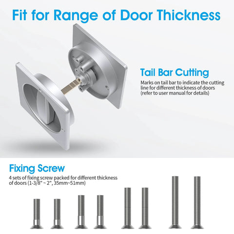 Boss Square Pocket Door Lock With Edge Pull And Flush Pull Sturdy Privacy Bifold And Cavity Sliding Door Hardware With Latch Zinc Alloy Fingermark Proof Finish In Satin Chrome Replacement Door Lock Kit For Hidden Pocket Doors with screws and tail bar cutting guide.