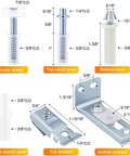 Diagram of Two Pack Bifold Door Hardware Repair Kit With Top And Bottom Brackets Pivots And Spring Loaded Guide Wheel components