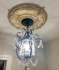 Chic Mini Bronze Chandelier 1 Light 11 Inch Crystal Ceiling Fixture with ornate decorative ceiling mount in elegant room.