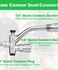 Car Wash Foam Cannon For Pressure Washer With Quarter Inch Quick Connect Dual Connector Shift Valve Built In Design
