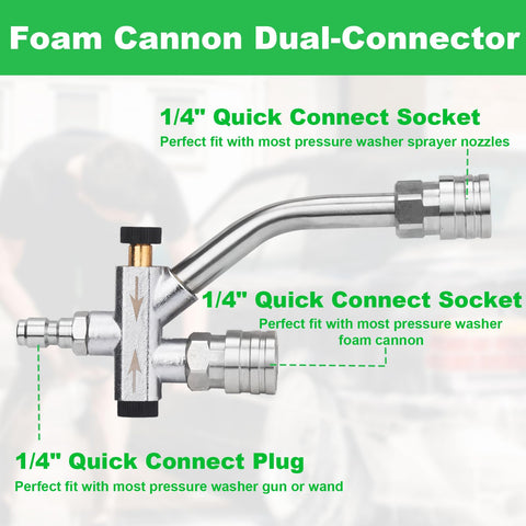 Car Wash Foam Cannon For Pressure Washer With Quarter Inch Quick Connect Dual Connector Shift Valve Built In Design