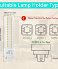 GX24Q 4 Pin LED PL Bulbs 12W Daylight 6000K 26W CFL Equivalent Ballast Bypass holder type with dimensions