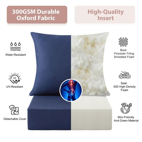 Outdoor Deep Seat Cushion Set 24 By 24 Inch Water Resistant And Fade Resistant Cushions With Removable Covers Navy Blue For Patio Chairs And Sofas Built For Your Deck Or Patio featuring high-quality foam and durable fabric