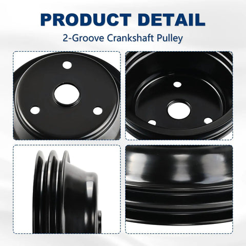Long Water Pump And Two Groove Crankshaft Pulley Kit For Small Block Chevy SBC 262 detail of two-groove crankshaft pulley